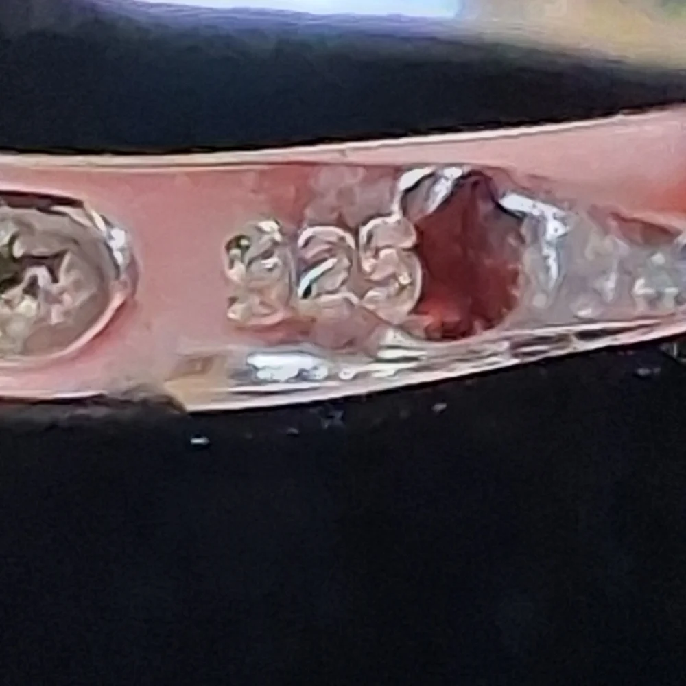 Sterling Silver Women's Ring With Faux Garnets And Faux Diamonds Size 10 3/4